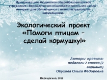 Экологический проект Помоги птицам – сделай кормушку!