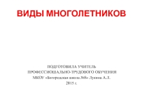 Презентация по цветоводству Виды многолетников