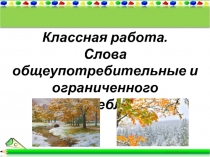 Презентация к уроку: Слова общеупотребительные и ограниченного употребления.