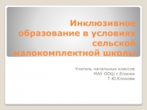 Презентация к статьеИнклюзивное образование в условиях сельской малокомплектной школы