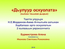 Презентация Дьулуур оскуолата Проект ученика