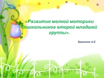 Развитие мелкой моторики дошкольников второй младшей группы.