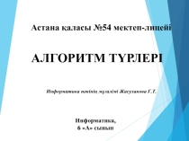 Информатикадан ашық сабақ Алгоритм түрлері