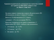 Презентация по итогам 1 триместра МБОУ СОШ № 15