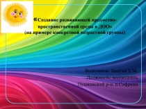 Создание развивающей предметно-пространственной среды в ДОО (на примере конкретной возрастной группы)
