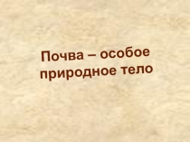 Презентация по географии к уроку Почва - особое природное тело