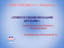Презентация проекта Помоги своим меньшим братьям