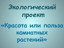Презентация проекта  Красота или польза комнатных растений