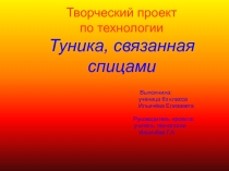 Презентация по технологии на тему Творческий проект по технологии Туника, связанная спицами
