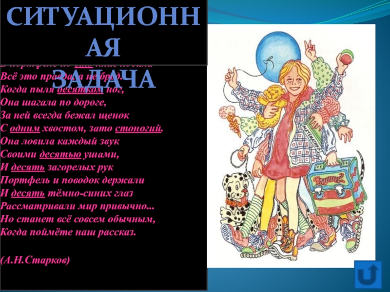 Презентация по информатике на тему Системы счисления. Двоичная и десятичная НЕОБЫКНОВЕННАЯ ДЕВОЧКА Ей было тысяча сто лет, Она в сто первый класс НЕОБЫКНОВЕННАЯ ДЕВОЧКА Ей было тысяча сто лет, Она в сто первый класс ходила, В портфеле по сто