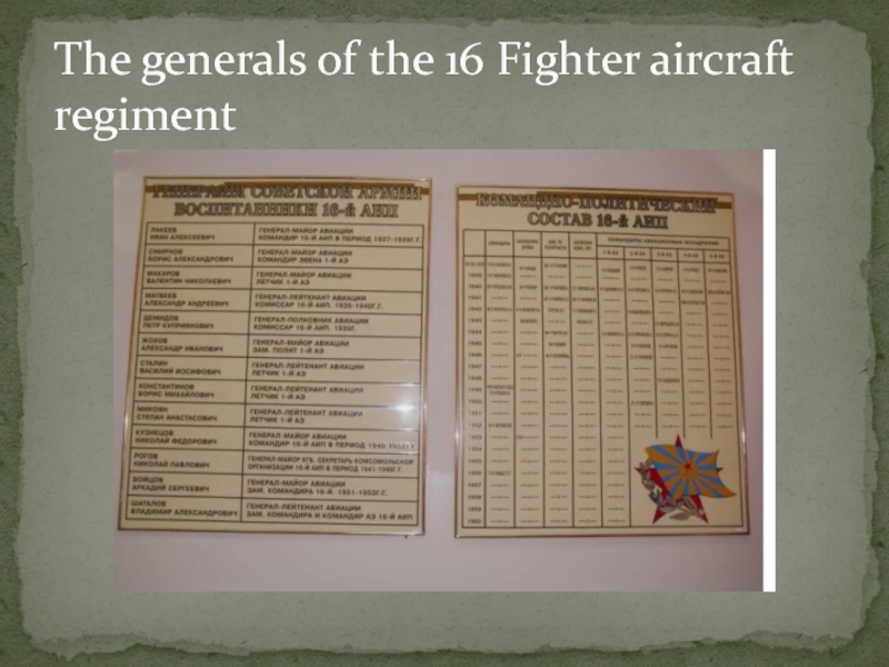 Научно-практическая конференция История моей Школы The generals of the 16 Fighter aircraft regiment The generals of the 16 Fighter aircraft regiment