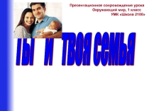 Презентация по окружающему миру на тему Ты и твоя семья 1 КЛАСС