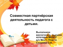 Презентация для педагогов Совместная партнёрская деятельность с детьми в ДОУ