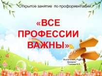 Презентация к занятию по профориентации с детьми ОВЗ Все профессии важны