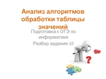 Презентация по информатике на тему Анализ алгоритмов обработки таблицы данных