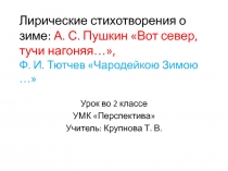 Презентация по литературному чтению на тему Лирические стихотворения о зиме ( 2 класс) УМК Перспектива