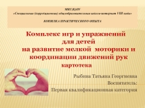 Презентация из опыта работы педагогическая копилка Комплекс игр и упражнений по развитию моторики