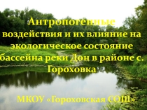 Презентация по географии Антропогенное воздействие на состояние реки Дон
