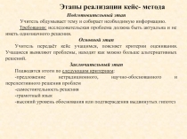 Математика лекция для учителей: этапы реализации кейс-метода
