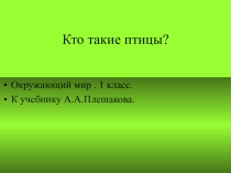 Презентация Кто такие птицы? Окружающий мир 1 класс