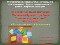 VII открытый педагогический фестиваль Курского района “Симфония урока - 2018” Номинация Твори, выдумывай, пробуй Тема мастер-класса Проектная деятельность Времен