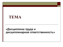 Презентация по основам права на тему Дисциплина труда и дисциплинарная ответственность.
