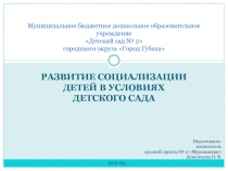 Развитие социализации детей в условиях детского сада.