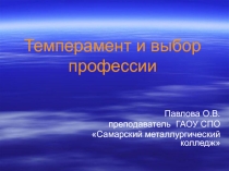 Темперамент и выбор профессии