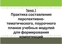 Практика составления перспективно-тематического, поурочного планов учебных модулей для формирования компетенций