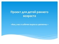 Презентация проекта А у нас в садочке выросли цветочки