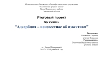 Презентация итогового проекта по химии Адсорбция - неизвестное об известном Шаметкина Сергея (руководитель Сергеева В.Н.). 9 класс.