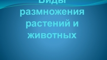 Презентация к уроку Способы размножения растений и животных