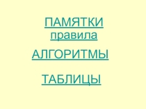 Презентация по русскому языку (1-4 классы) Памятки, алгоритмы, таблицы