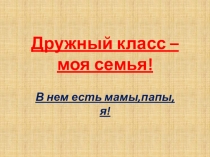 Презентация по работе классного руководителя Дружный класс