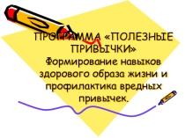 Презентация Программа по предупреждению употребления табака и алкоголя школьниками