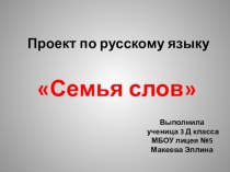 Презентация по русскому языку  Семья слов