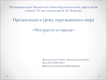 Презентация по окружающему миру на тему: Что растёт в городе(1 класс)