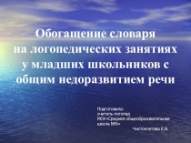 Обогащение словаря на логопедических занятиях у младших школьников с общим недоразвитием речи