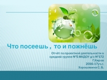 Проектная деятельность в средней группе Что посеешь, то и пожнёшь