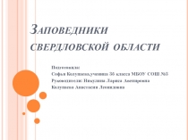 Презентация к уроку окружающего мира на тему Заповедники Свердловской области,выполненная Софьей Колупаевой,ученицей 3б класса. Руководитель: Никулина Л.А.