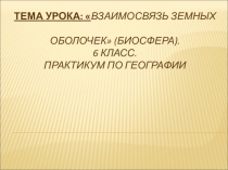 Взаимосвязь земных оболочек (Биосфера). 6 класс. Практикум по географии