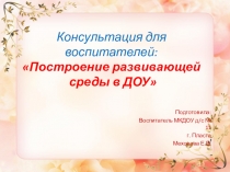 Консультация для воспитателей Построение развивающей среды