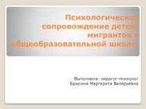 Психологическое сопровождение мигрантов в школе