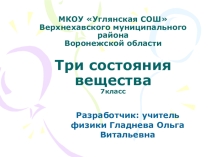 Презентация по физике к уроку Три состояния вещества