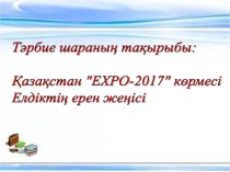 Панорамалық сабақ. Тәрбие шара. Қазақстан ЕХРО-2017