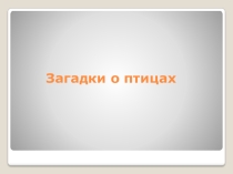 Презентация по окружающему миру Загадки о птицах