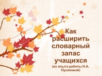 Презентация Как расширить словарный запас учащихся с нарушением слуха