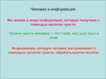 Презентация по информатике на тему Человек и информация