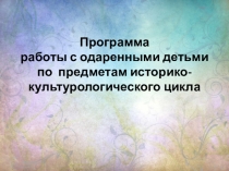 Программа работы с одаренными детьми