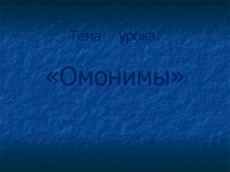 Презентация к уроку русского языка по теме Омонимы